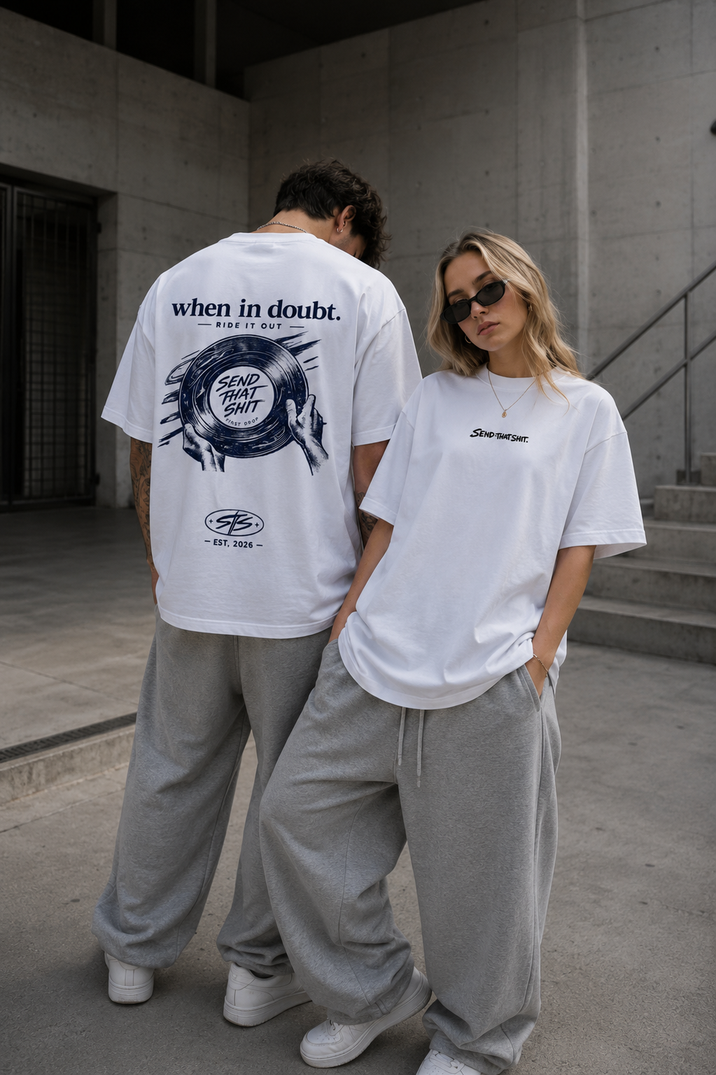 STS I Oversized I Schallplattenprint I Blue