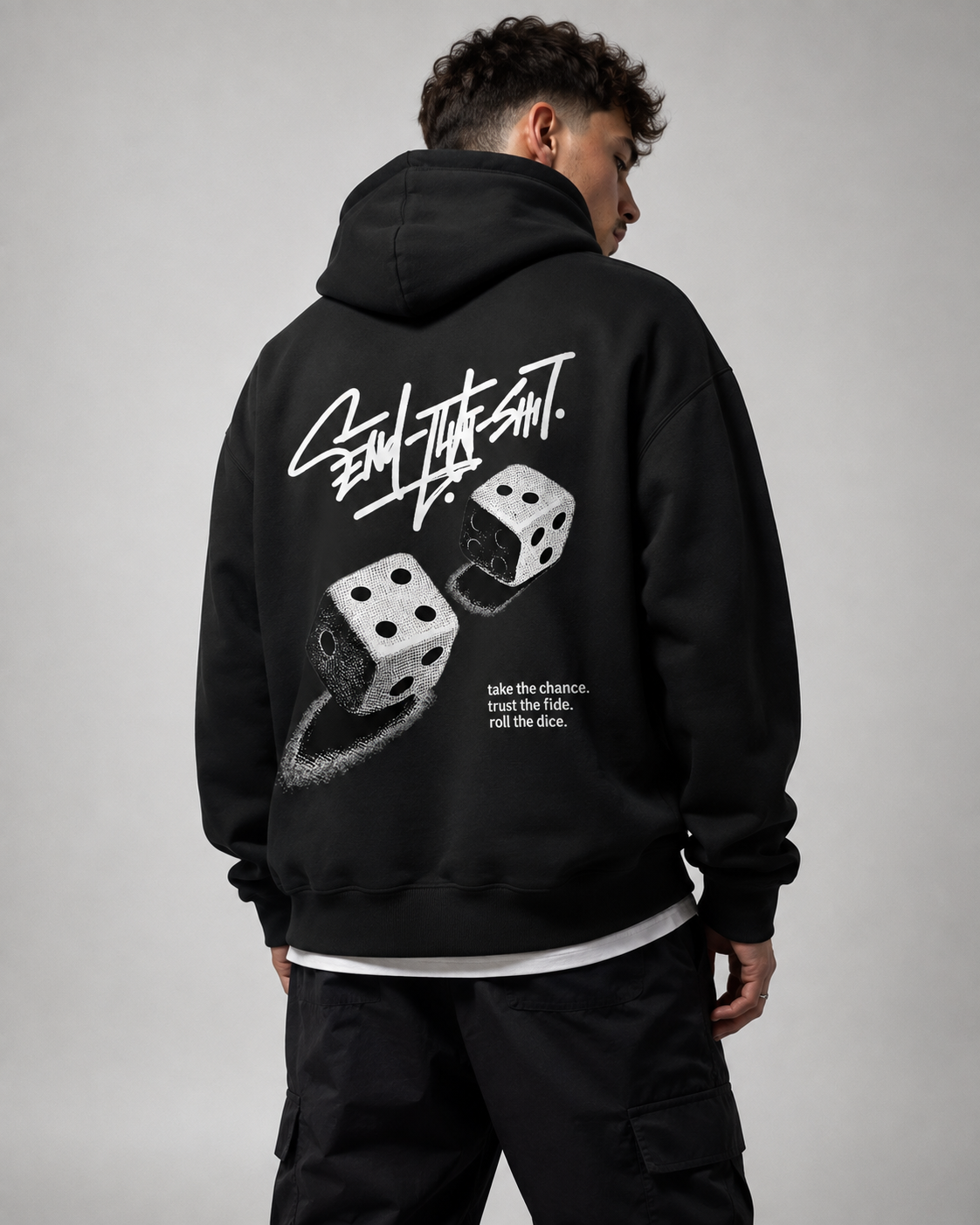 Oversized Hoodie | Würfelprint | White