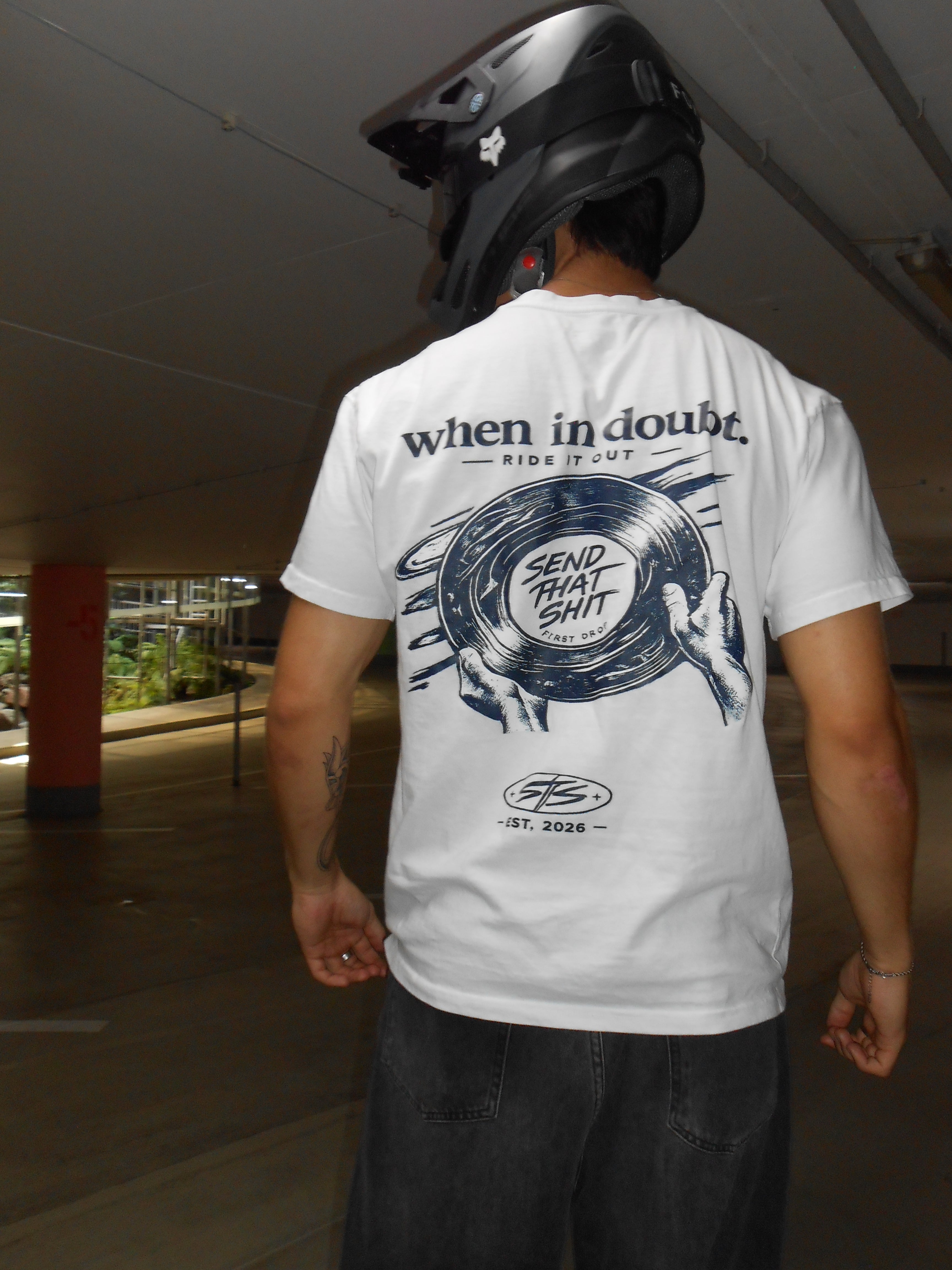 Oversized T-Shirt | Schallplattenprint | dark blue