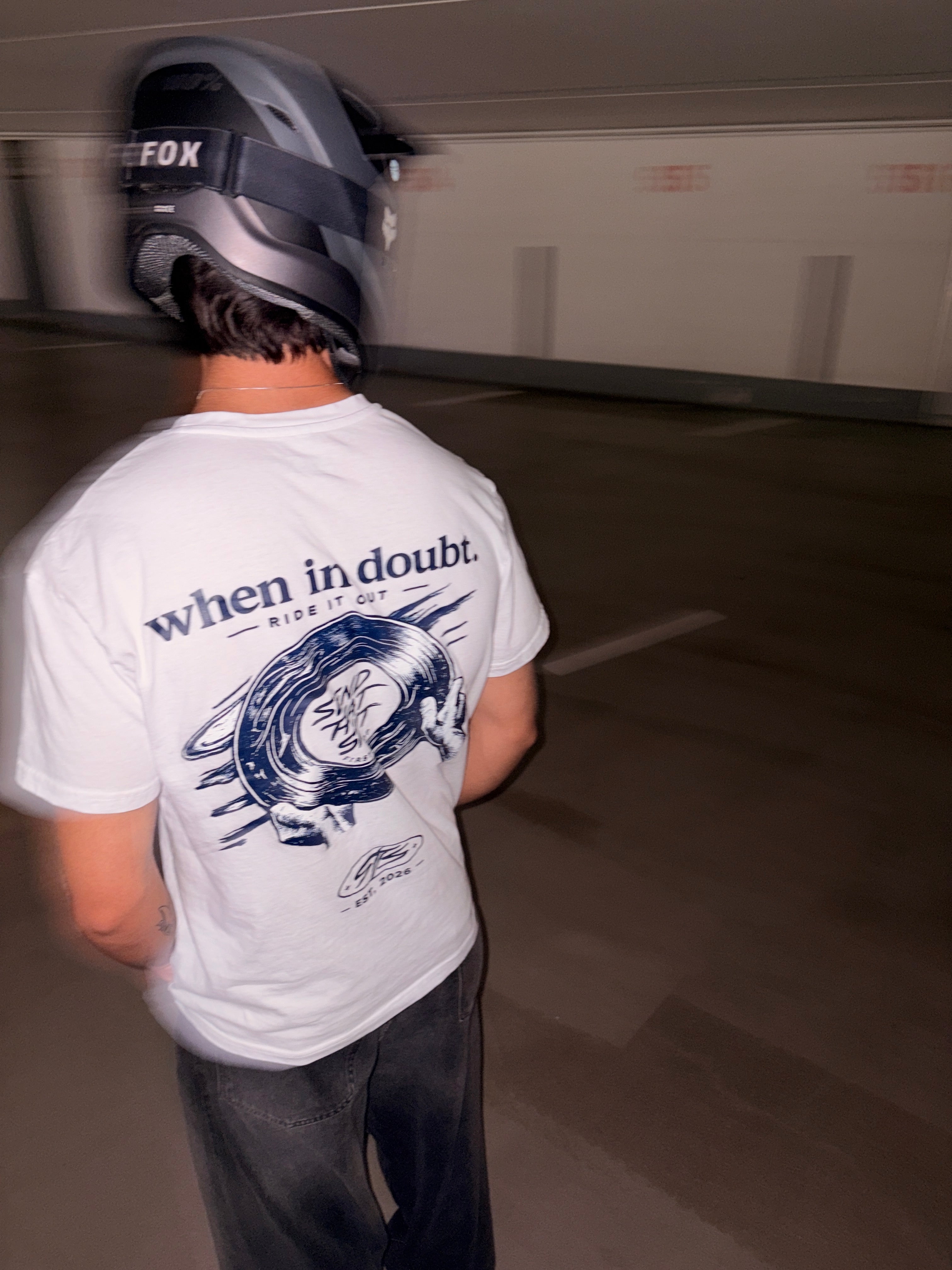 Oversized T-Shirt | Schallplattenprint | dark blue